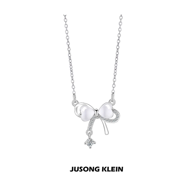 Jusong klein 钛钢项链 蝴蝶项链女款轻奢气质小众蝴蝶结锁骨链