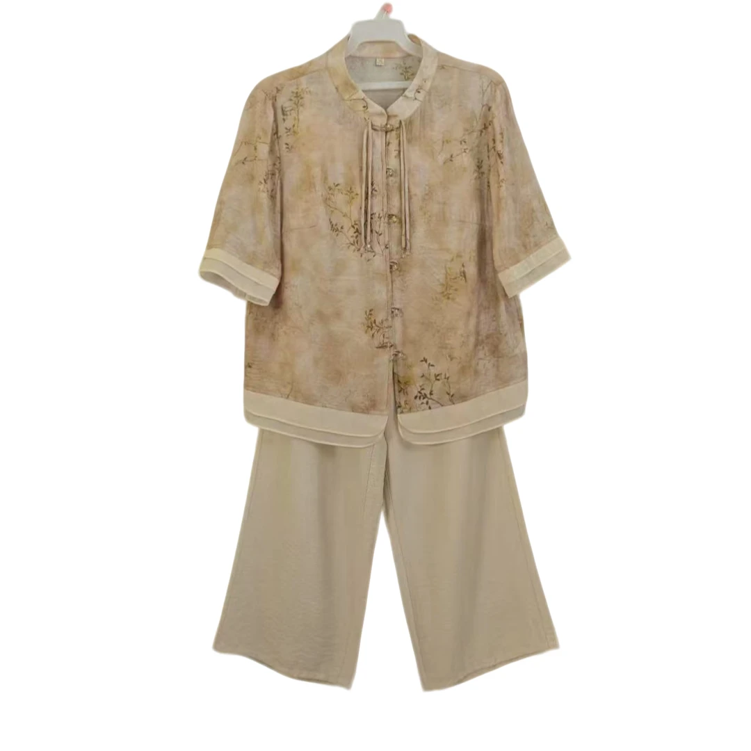 【W5455咖色套装】MYY2025时尚百搭洋气咖色国风套装