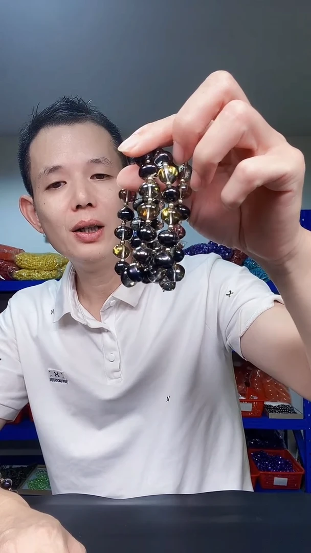 未镶嵌颈饰玛瑙/玉髓J006利比亚雲石系列黑钢手串