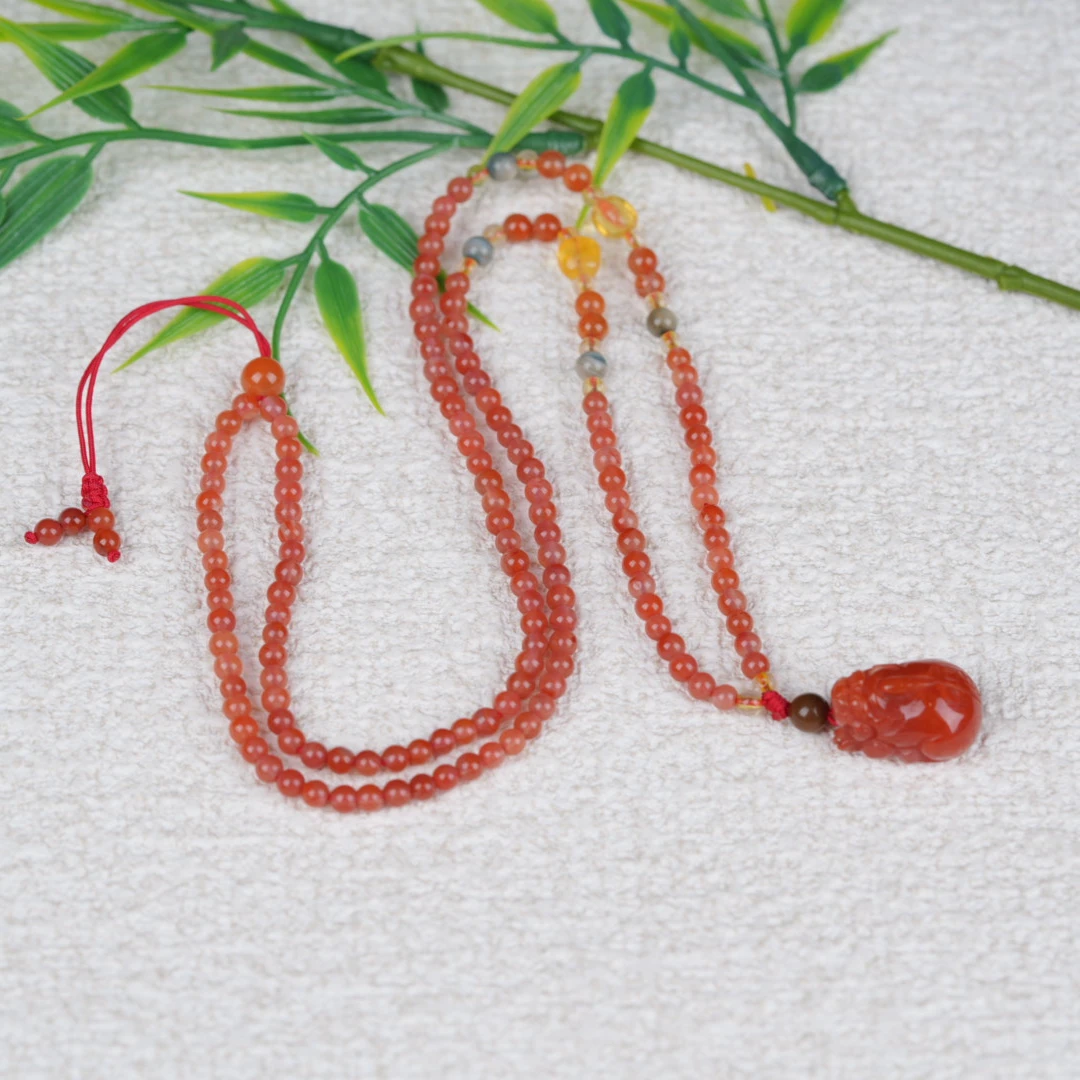 南红项链配貔貅吊坠