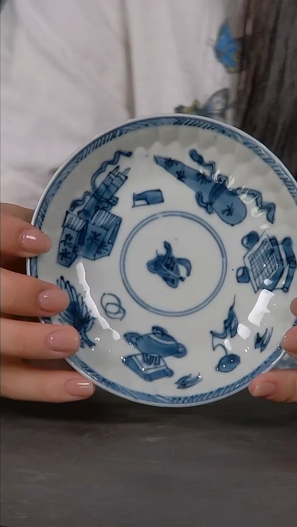 摆件琴棋书画青花杯碟套装