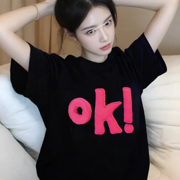 潮牌短袖t恤女夏季2025新款爆款宽松重磅纯棉复古设计感半袖上衣