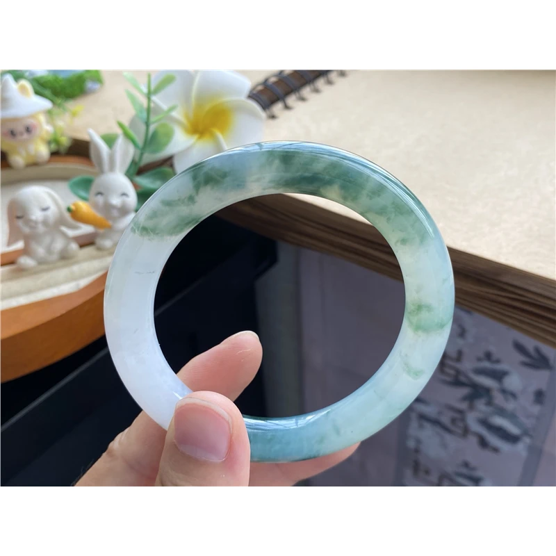 10.27批9920号翡翠手镯57.5-10.5-10.4冰飘花圆条！深邃浓郁的色