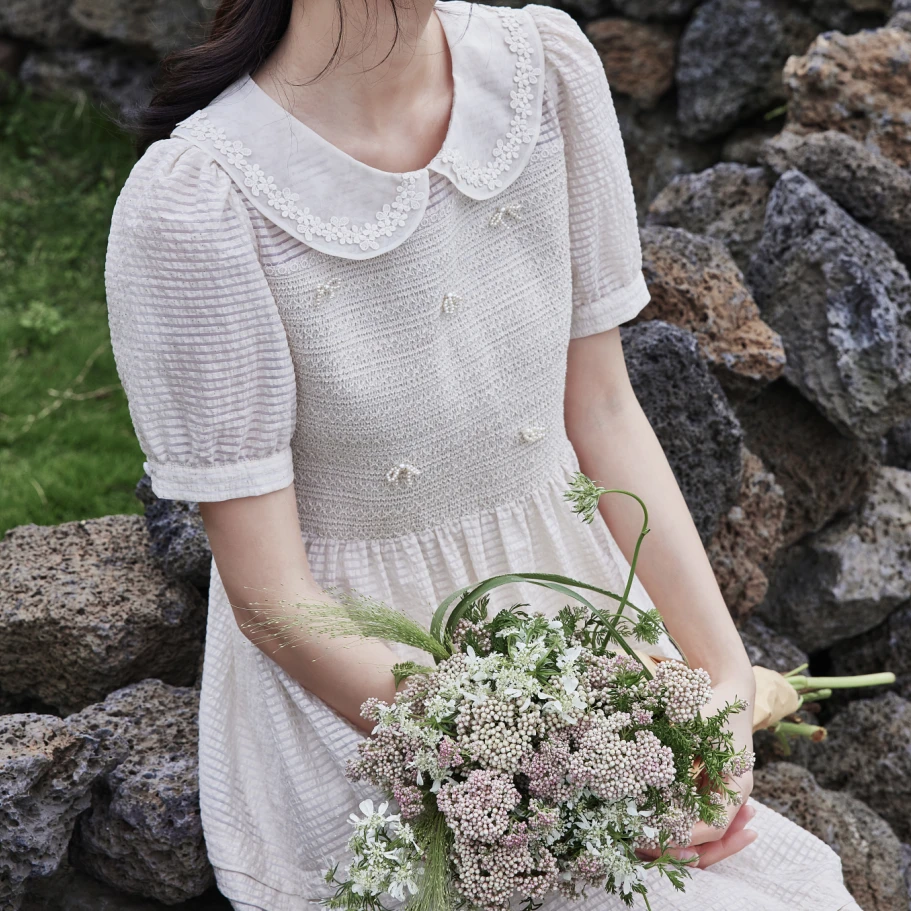 【万万】芭依璐夏季新款法式时尚收腰连衣裙81L7108