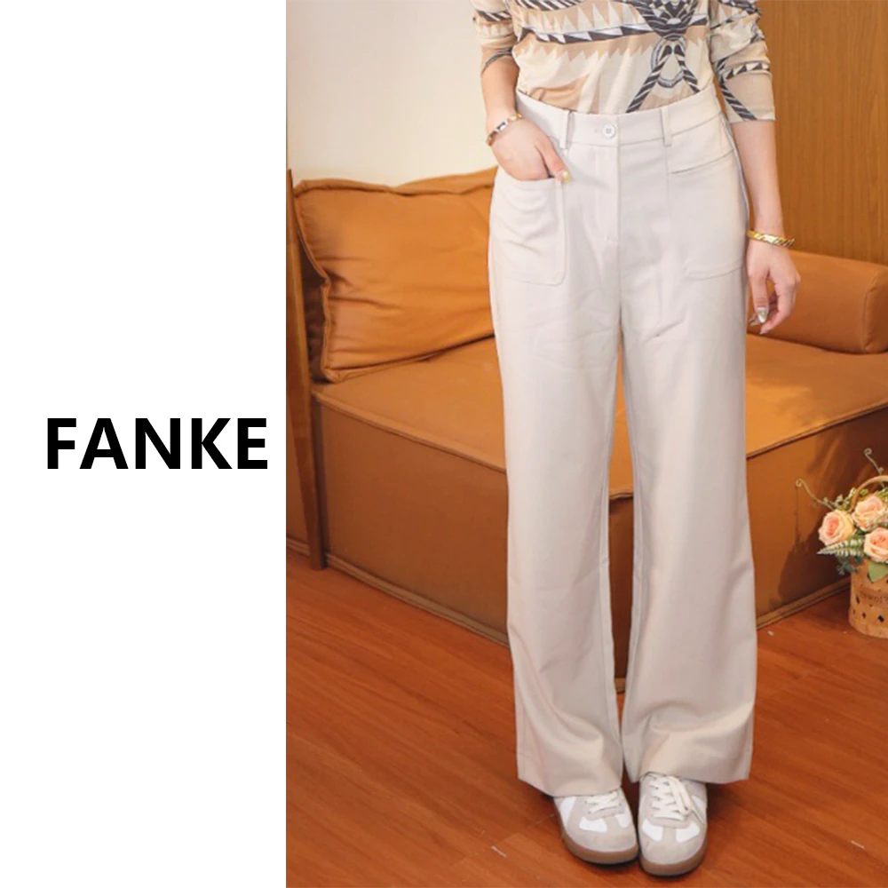 [冰感裤] FANKE 梵克新款英伦风时尚高腰显瘦通勤百搭长裤