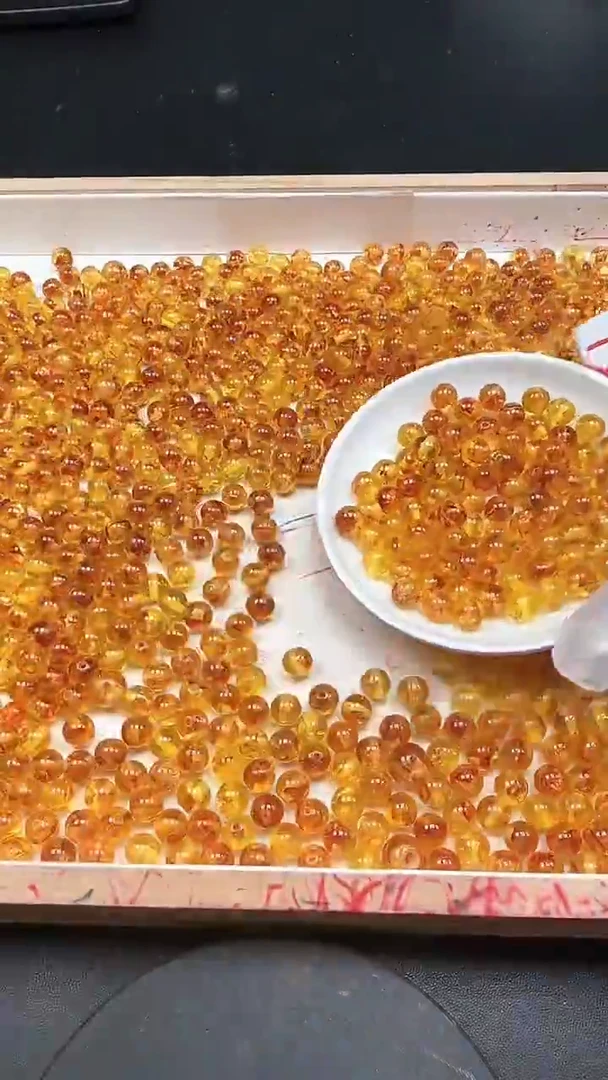 裸石琥珀未镶嵌红花珀N1043卡8mm散珠15颗
