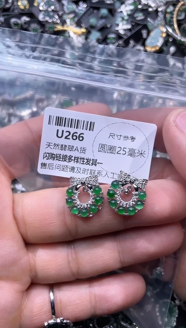 【闪购商品】翡翠颈饰未镶嵌U266耳钉