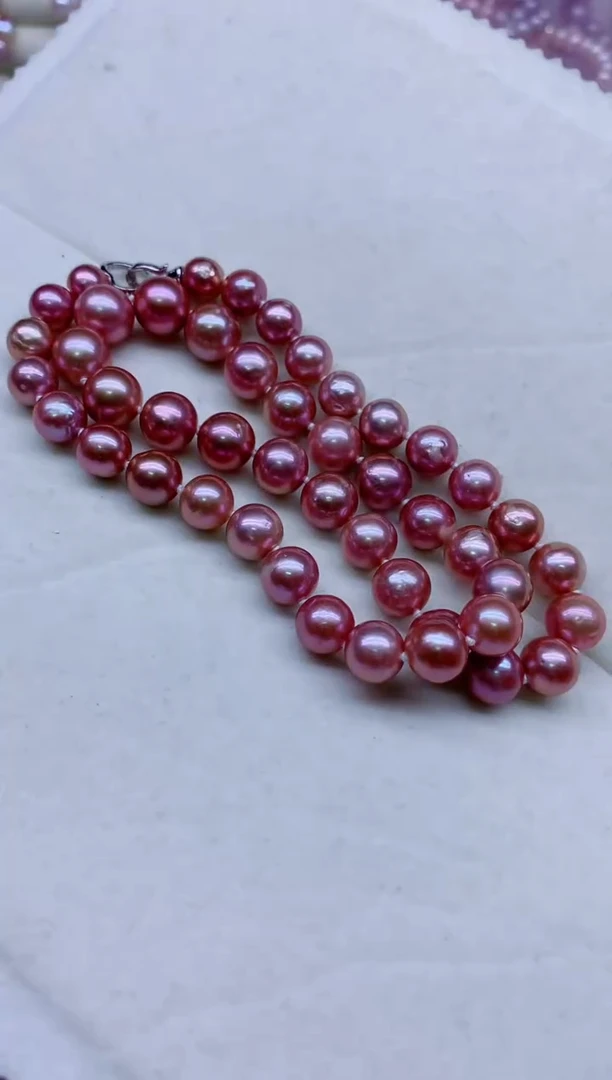 淡水珍珠银S925镶嵌项链非无暇