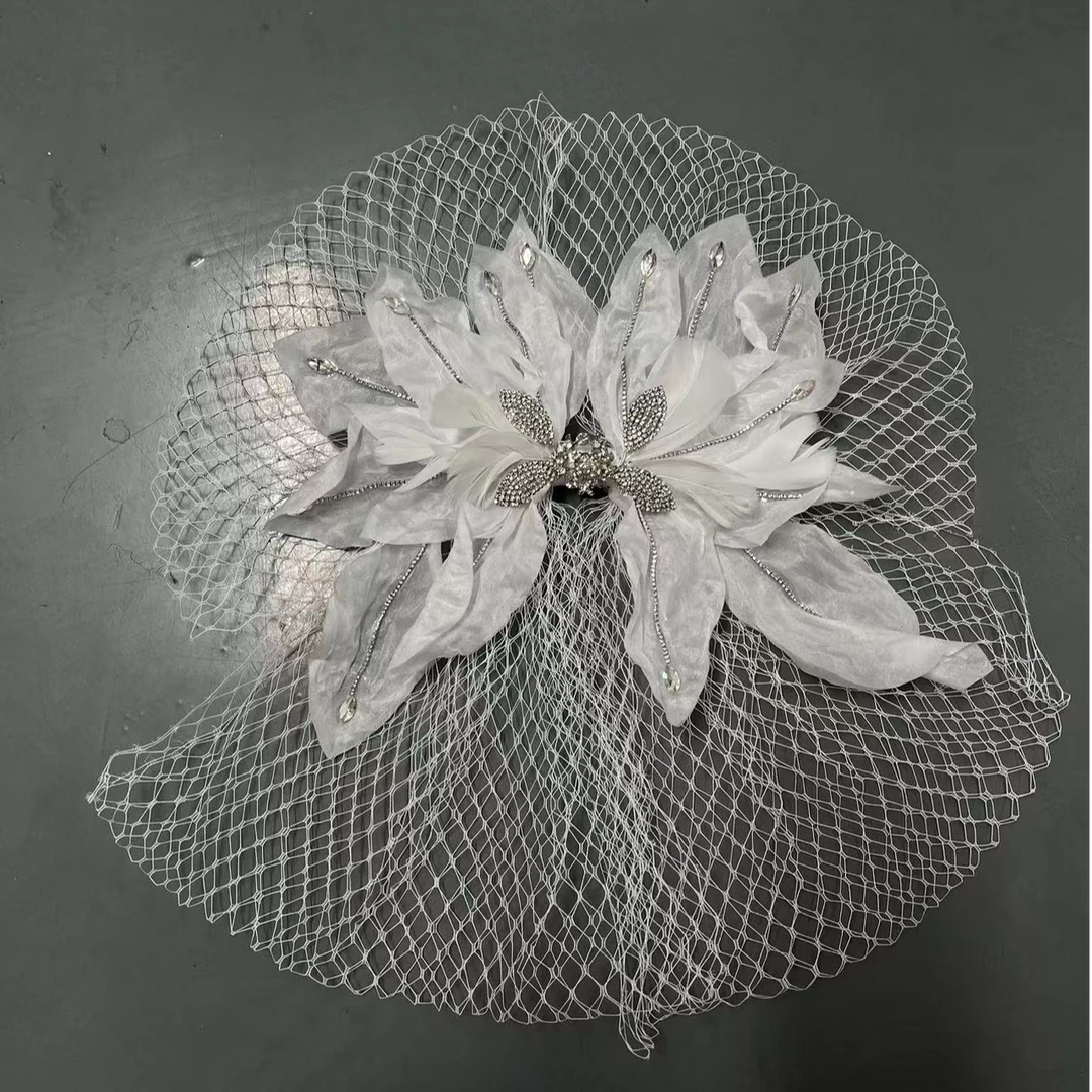 手工唯美网纱韩式新娘西式造型饰品F1412
