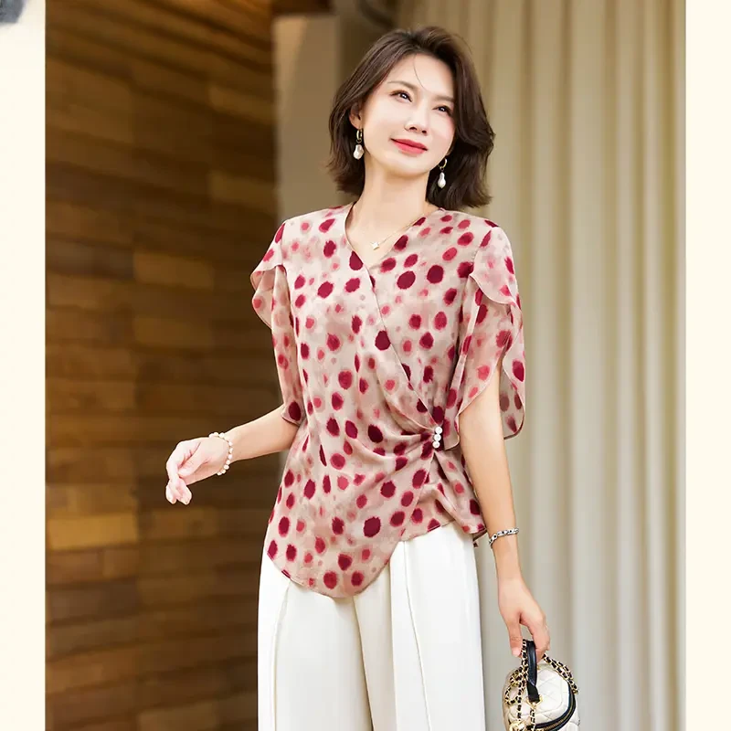 妈妈装夏季t恤上衣服套装2025新款洋气衬衣中老年女装高贵小衫