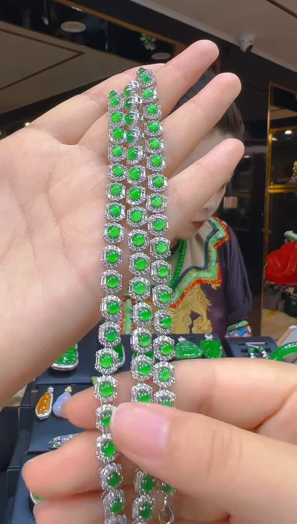 银S925镶嵌手链翡翠045（多样性发其一）