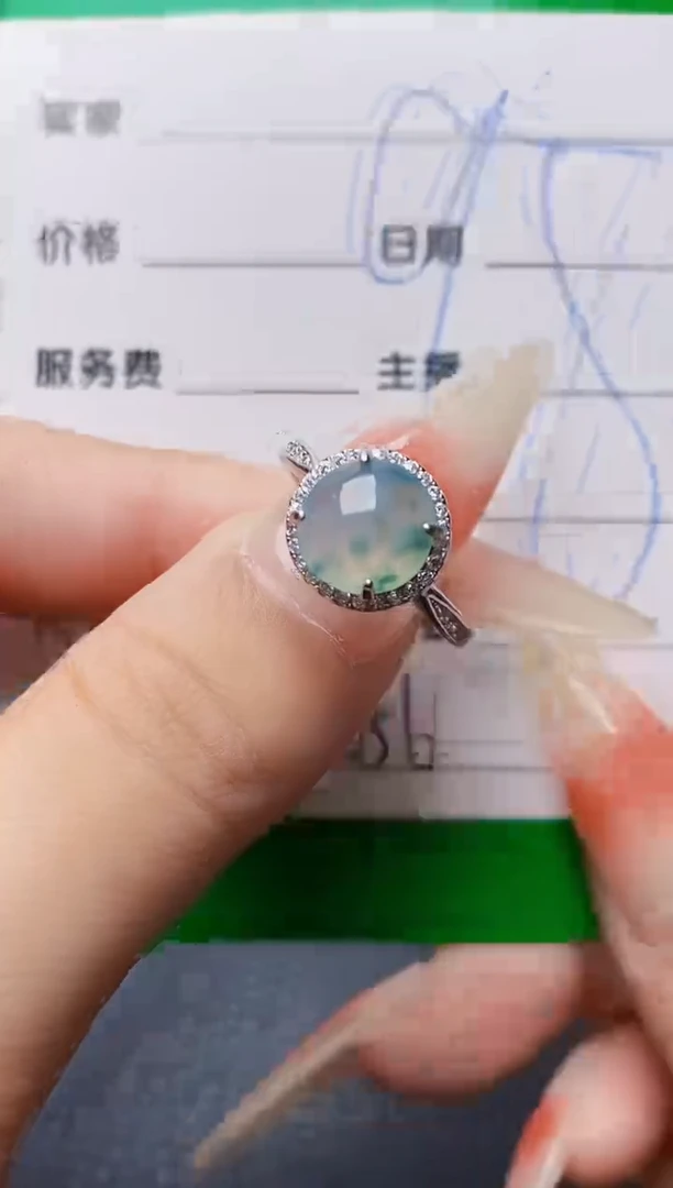 银S925镶嵌戒指翡翠0056