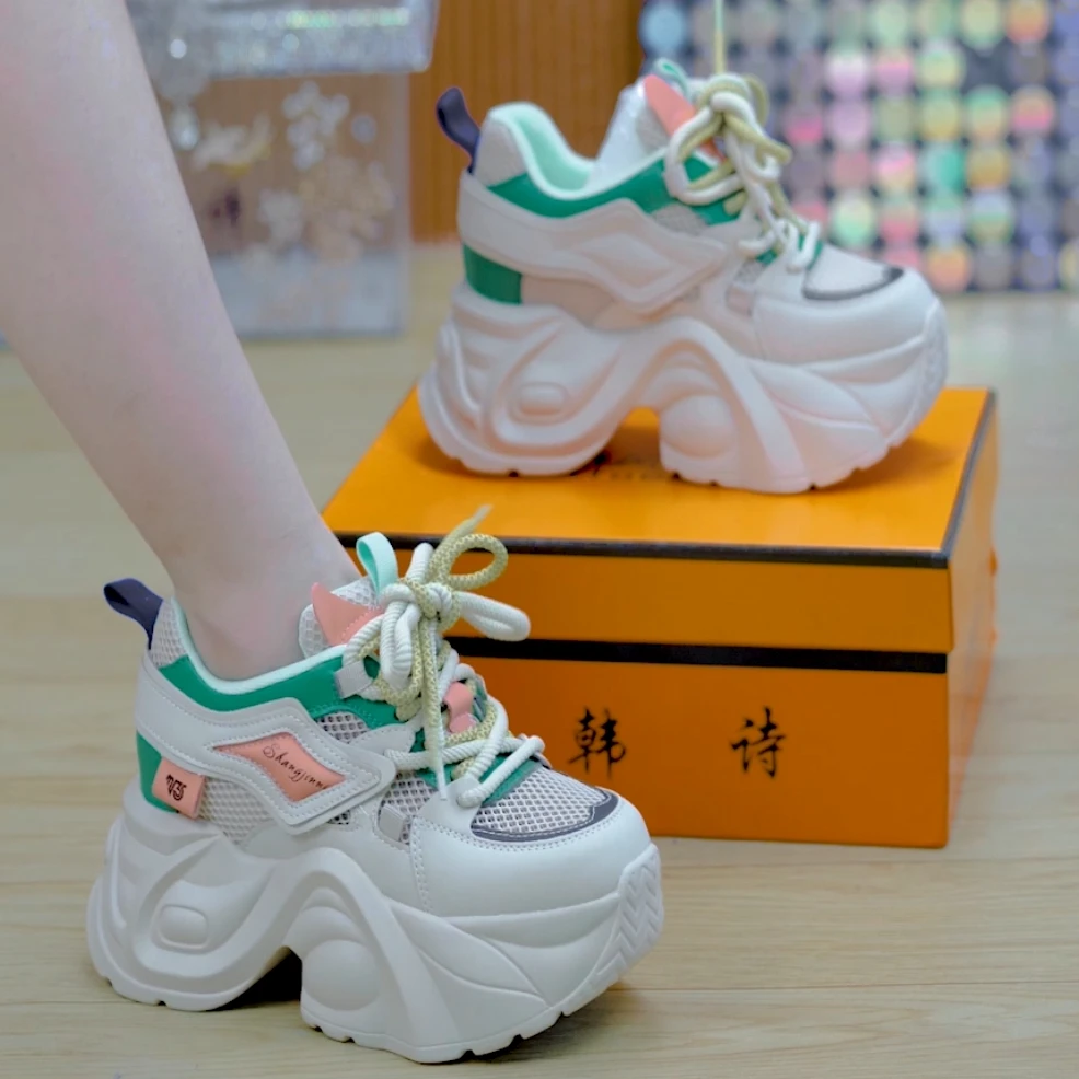 9cm小个子透气厚底老爹鞋2025夏季百搭轻便舒适增高休闲运动鞋