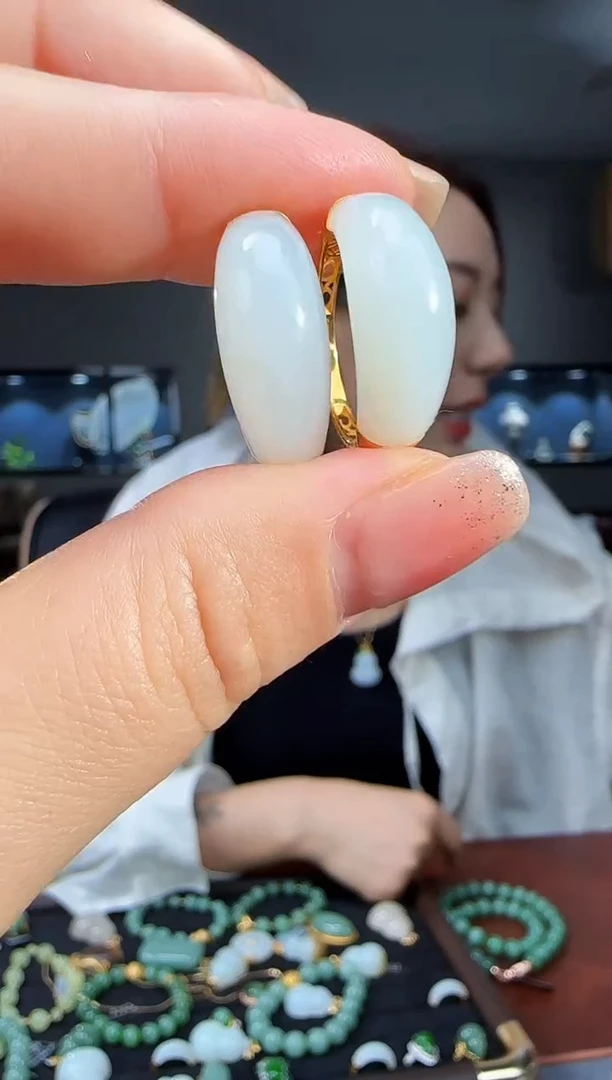 和田玉戒指18K金镶嵌多样性发货拍一发一