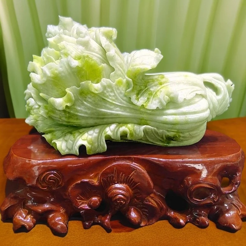 天然玉石摆件大号玉白菜招财玄关摆设客厅办公室摆件乔迁开业礼品
