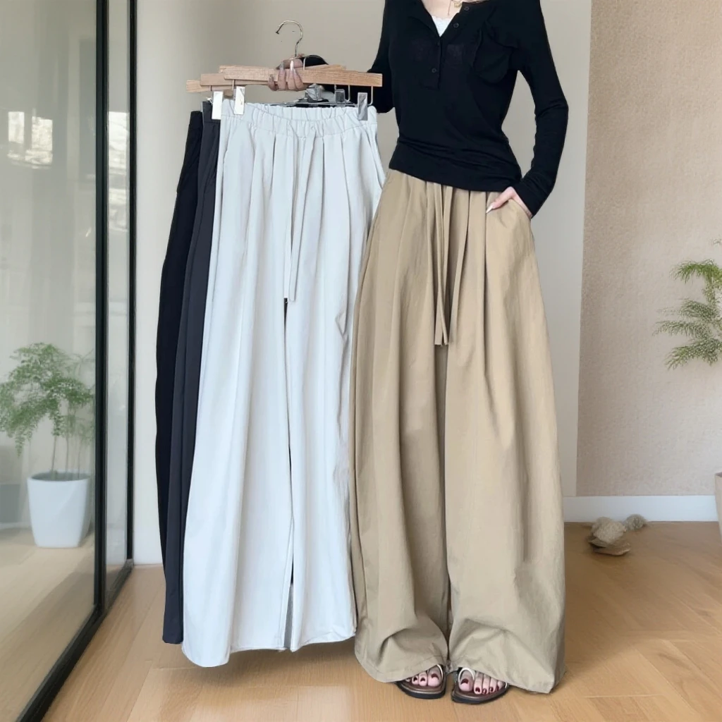 厚款女长裤直筒裤阔腿裤大码裤子常规款白色系休闲显瘦裤子