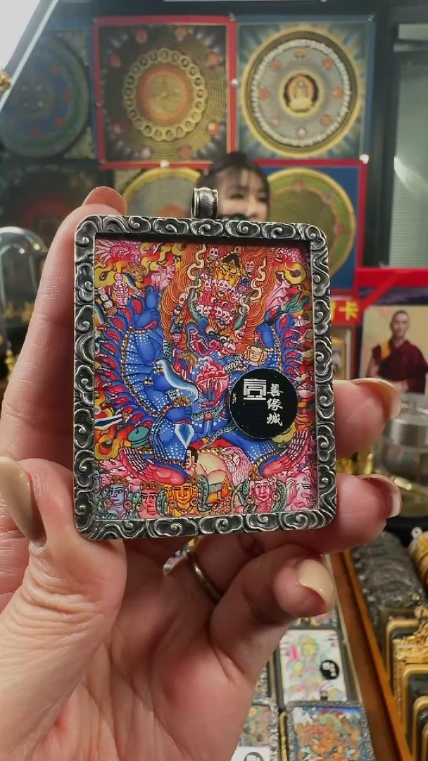 吊坠壹善缘城手绘唐卡大威德