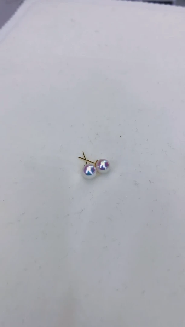 18K金镶嵌海水珍珠饰品5-6素钉定制