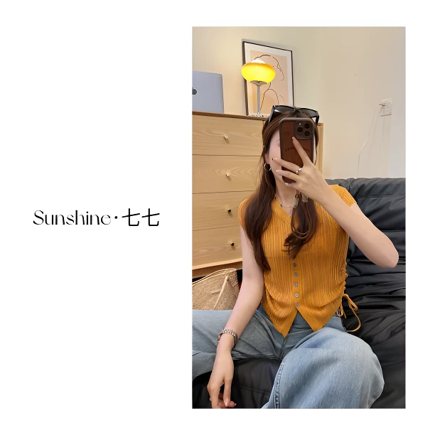 Sunshine【坠入爱河】简约高质韩系收腰显瘦百搭休闲通勤针织上衣