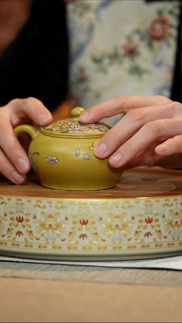 茶壶紫砂黄金段扁腹