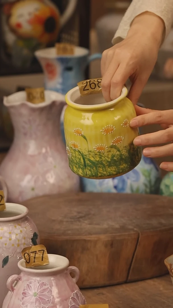 陶瓷景德镇设计师手作花器摆件侘寂风@M268@