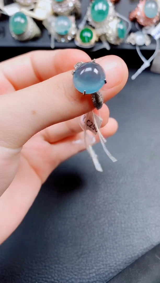 翡翠戒指银S925镶嵌翡翠