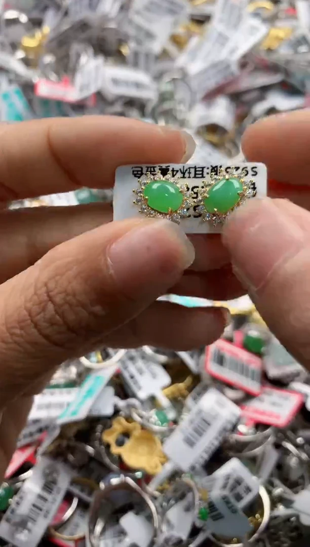 银S925镶嵌戒指翡翠13    5