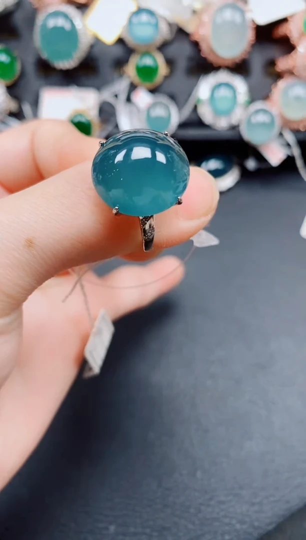 银S925镶嵌戒指翡翠翡翠