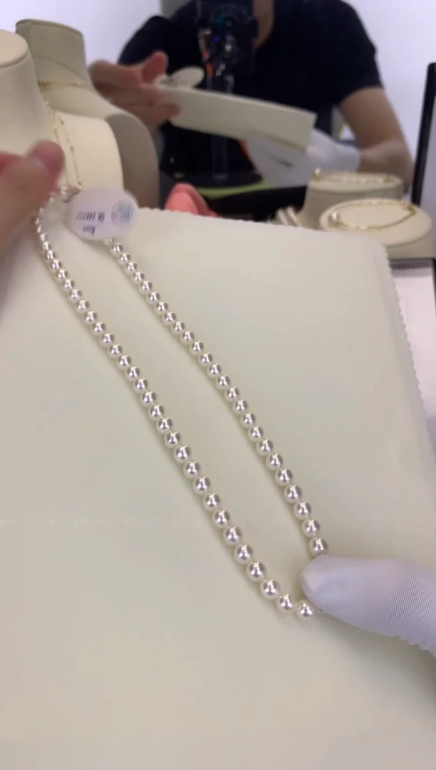 银S925镶嵌DA海水珍珠  GD006 6-6.5 rose串链带大证
