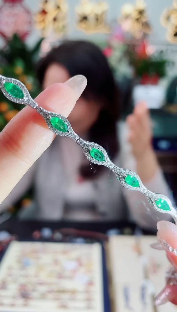 【闪购商品】祖母绿手链银S925镶嵌手链