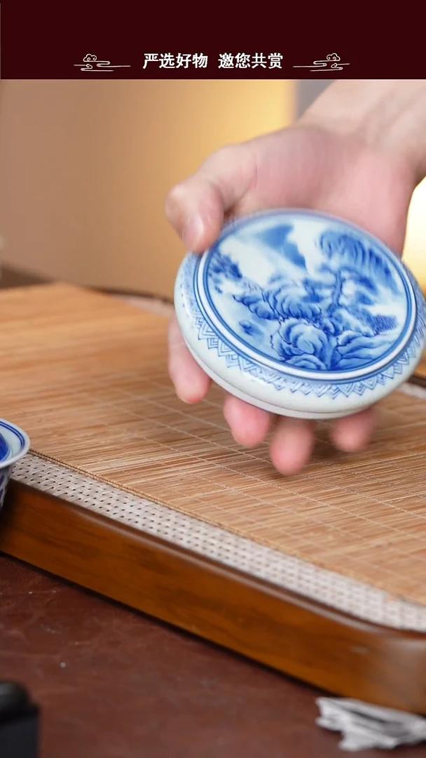 手工手绘青花盖置