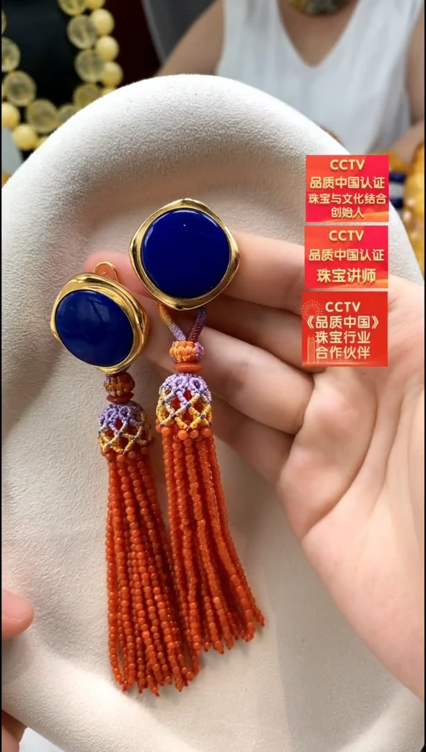 银S925镶嵌青金石耳饰耳环