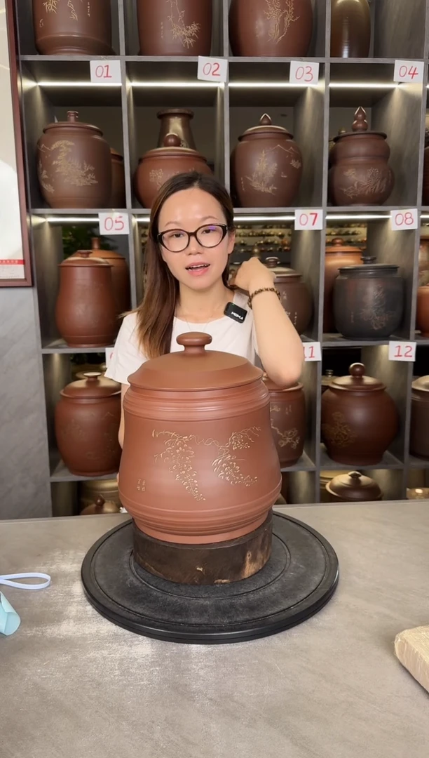 罐本陶手作坭兴陶3-4斤茶叶罐手工痕迹