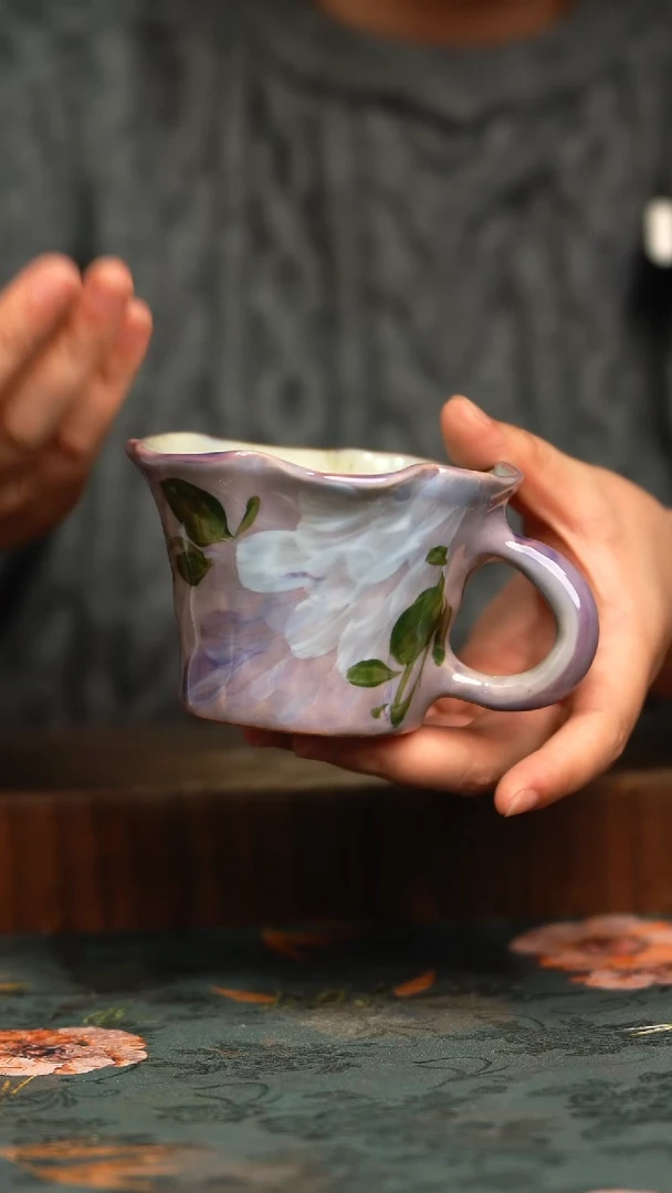 杯釉下彩手工手绘同款陶器