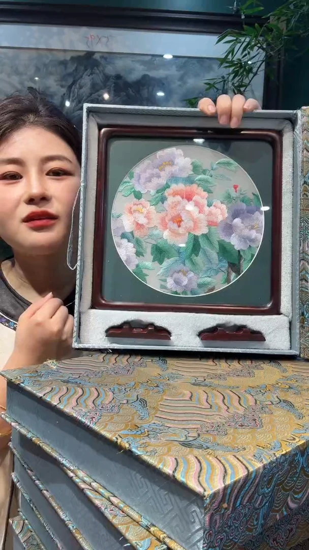 刺绣非遗苏绣手工工艺品红木