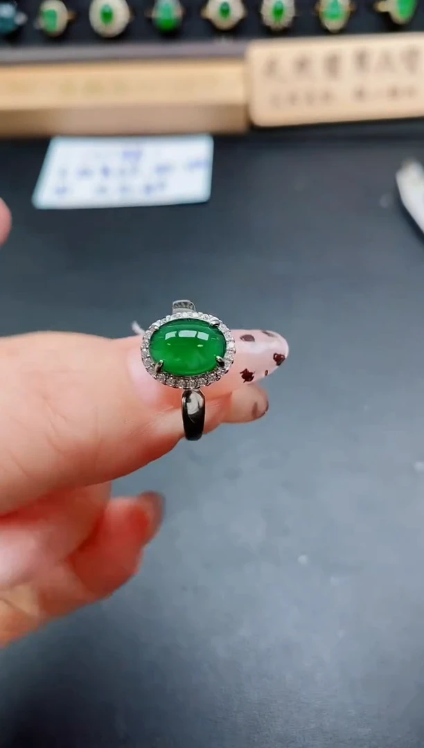 银S925镶嵌戒指翡翠1