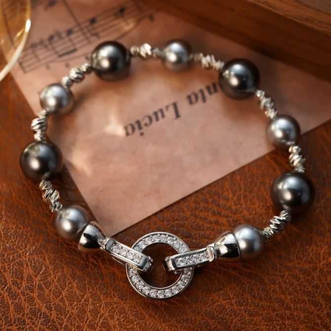 铜合金合成锆石手链 CC5022  手链  18CM  珠珠大小10mm/8mm