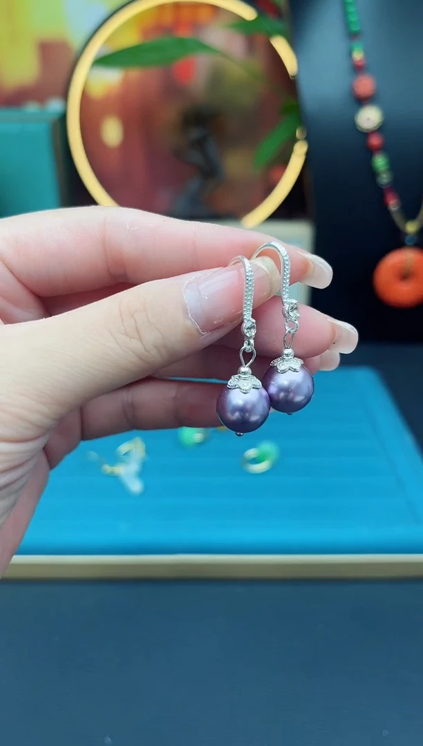 耳饰银S925镶嵌拼合珍珠（马贝珠）902