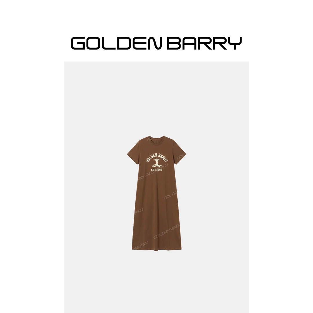 GOLDENBARRY美式复古印花T恤连衣裙306069