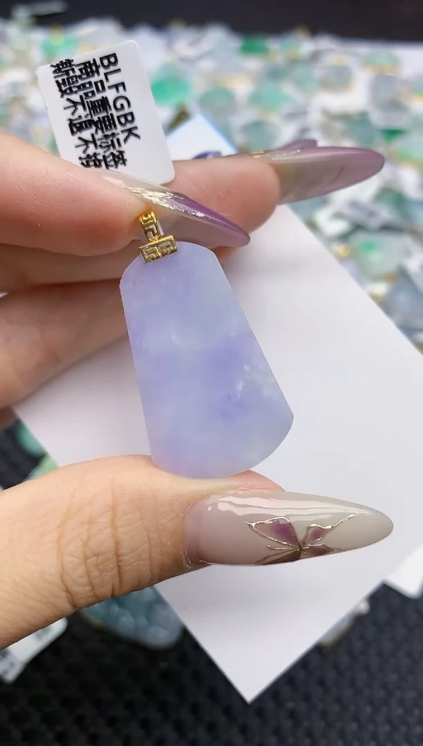 翡翠挂件18K金镶嵌123   天然翡翠A货