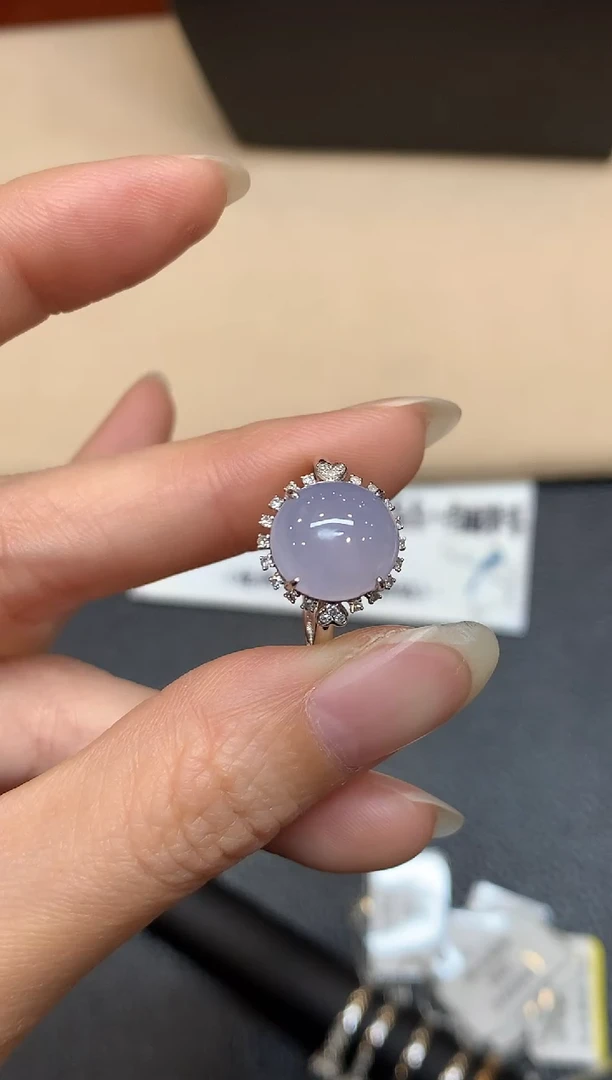 18K金镶嵌戒指翡翠【24小时鉴赏期】蛋面【无服务费