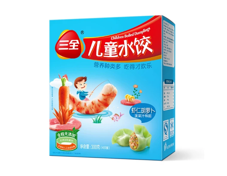 三全300g儿童水晶虾仁胡萝卜水饺