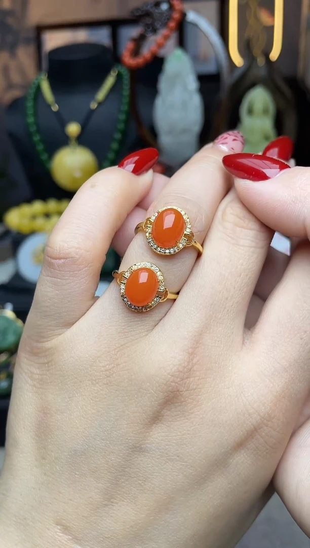 【闪购商品】南红玛瑙戒指银S925镶嵌N072多样性发其一