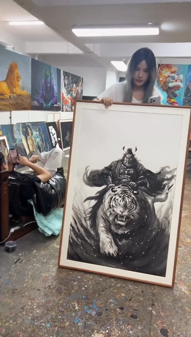 丙烯画北北老师钟馗精装裱
