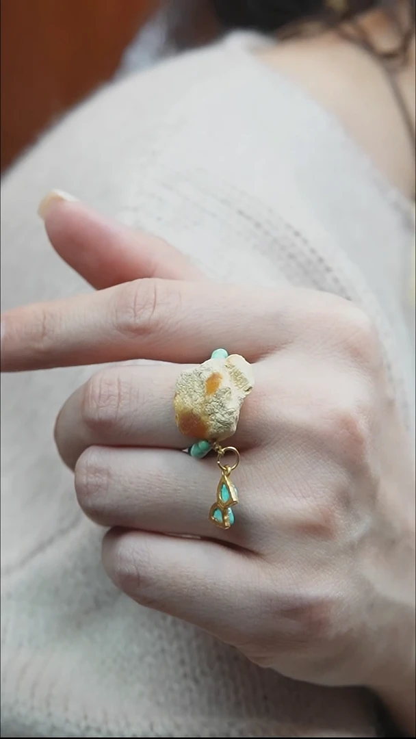 裸石蜜蜡未镶嵌*戒指设计款*蜜蜡原石戒指*