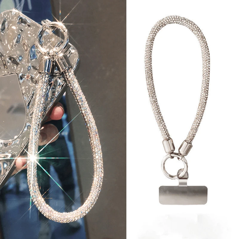 手机挂绳挂链夹片短款挂件高端奢华加粗水钻结实时尚手腕吊绳A616