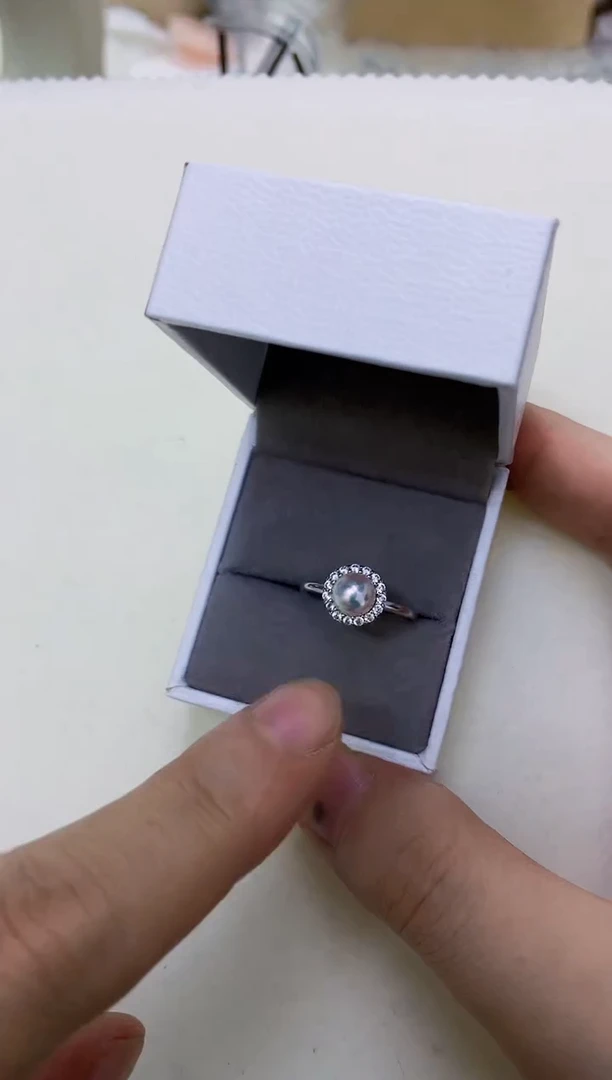 银S925镶嵌饰品海水珍珠设计款戒指