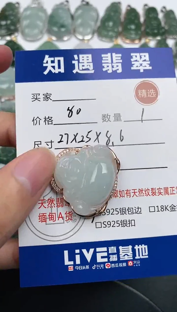 颈饰银S925镶嵌翡翠挂件