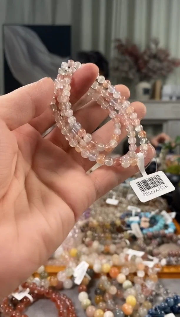 未镶嵌手链水晶彩兔毛多圈