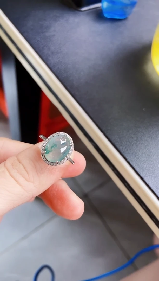 翡翠戒指银S925镶嵌55894